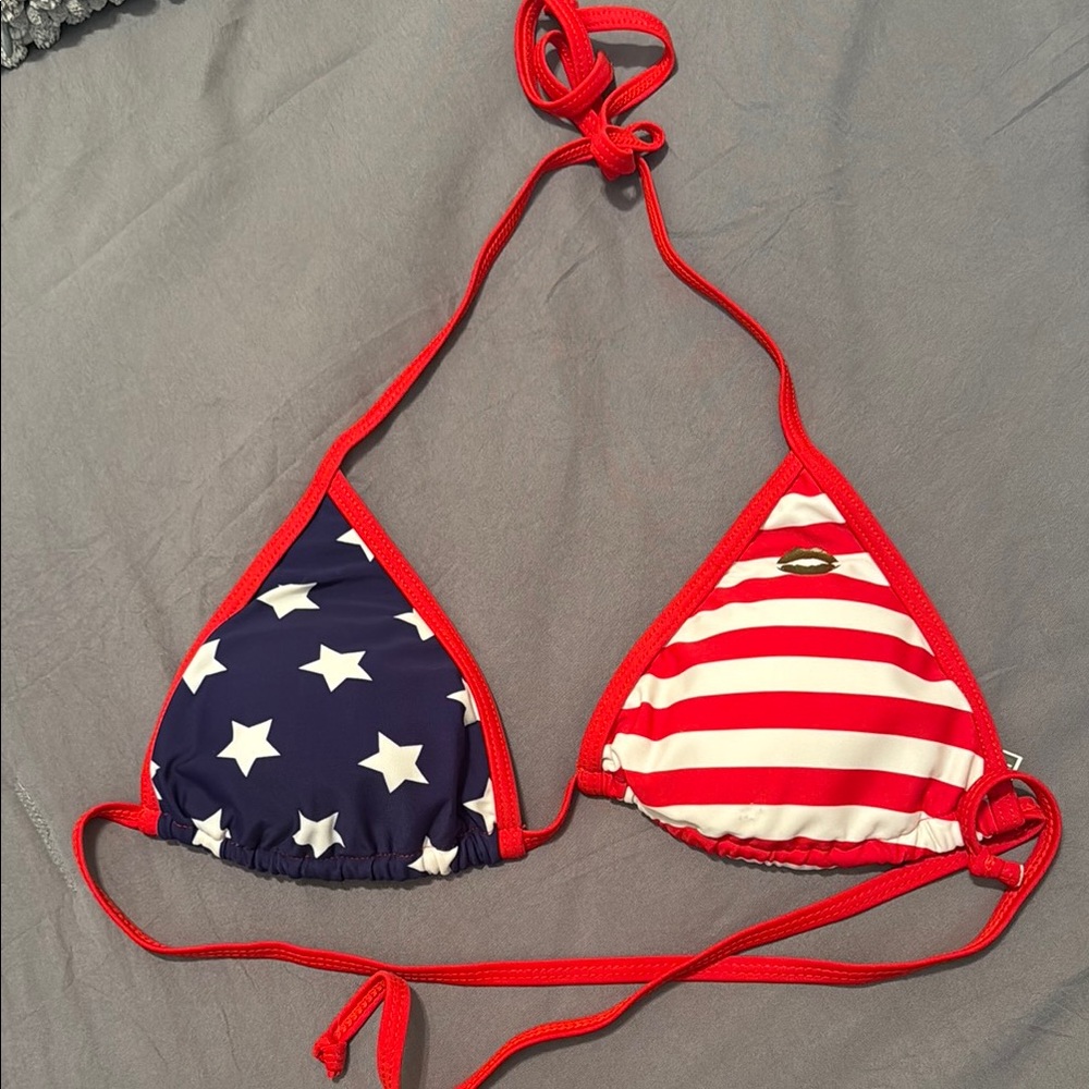 DIXXON Red, White, and Blue Bikini Top